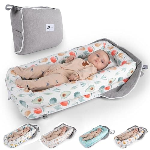 Joyful Journeys Baby Lounger Diaper Bag - Portable Baby Lounger Nest | Versatile Infant Lounger Bag & Diaper Organizer | Cozy Baby Lounger Nest for Convenience | Baby Shower Gifts (Green Avocado) - Image 1