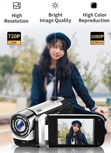 Diyeeni 1080P Digital Camera for Photography, 16MP Vlogging Camera 16X Digital Zoom Digital Camera with 2.4in 360° Flip Screen, Compact Travel Camera for Teens Adult Beginner Kids (Black) thumbnail 3