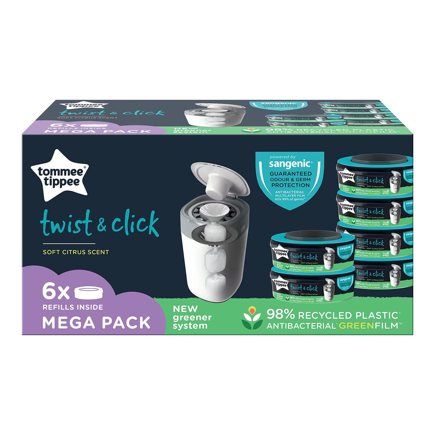 Tommee Tippee Twist and Click Advanced Nappy Bin Refill Cassettes - Image 1