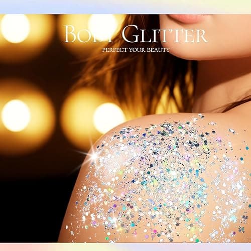 Teenitor Body Glitter, Body Glitter Gel, Hair Glitter, Face Glitter, Holographic Chunky Makeup Silver Glitter Gel for Face, Makeup, Hair, Eye thumbnail 6