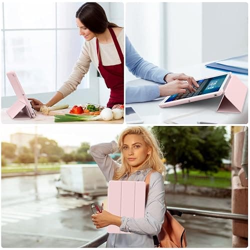 Aoub Case for iPad 9th Generation 2021 10.2 inch, iPad 8th/7th Gen 2020/2019, Without Pencil Holder, Soft TPU Back Case, Slim Lightweight Stand Protective Smart Cover, Auto Sleep/Wake - Light Pink thumbnail 7