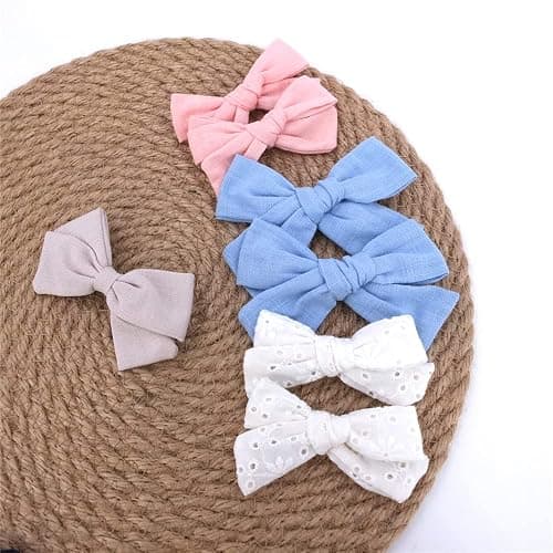 12 PCS Linen Bow Hair Clips for Baby Girls Hair Bows Alligator Clips Accessories Infants Toddler Kids Hairgrips (Assorted B) thumbnail 2