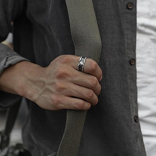 RIOSO 12Pcs Vintage Rings for Men Cool Adjustable Angel Wings Ring Goth Punk Open Ring Set thumbnail 6