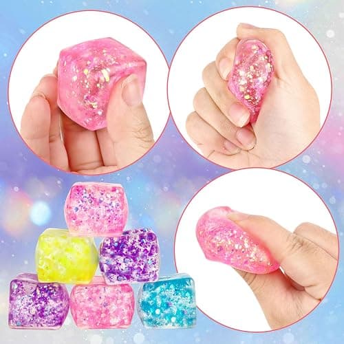 Hooqict 10Pcs Stress Cube Squishy Stress Balls Ice Cube Sensory Squeeze Toys Squishy Fidget Cube Mini Squishies for Kids Teens Adults Stress Relief Classroom Home Office thumbnail 7