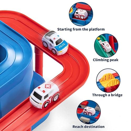 TEMI Kids Race Track Toys with 3 Mini Cars - Puzzle Rail Car Adventure Playset for 3-7 Year Old Boys and Girls thumbnail 7