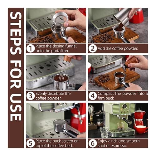 GdHaHSP 51mm Espresso Accessories Kit,Spring Loaded Calibrated Espresso Tamper,Wdt Tool Espresso and Dosing Funnel Set,Coffee Tamper Espresso Machine Accessories For 51 mm Portafilter Barista Tools thumbnail 6