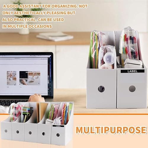 Foydream Zeitschriftenhalter Kraftpapier, 10 Stück A4 Zeitschriftensammle Aktenhalter Schreibtisch Stehsammler Pappe Schreibtisch Organizer für Datei Ordner Schreibwaren Bürobedarf thumbnail 6