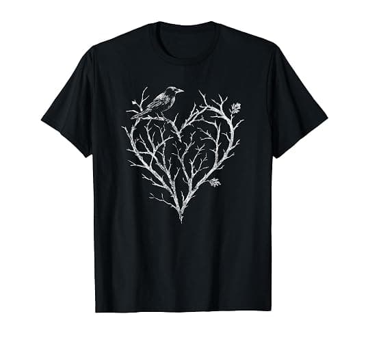 Gothic Raven Crow Heart Tree Thorn Love Goth Alt Alternative T-Shirt - Image 1