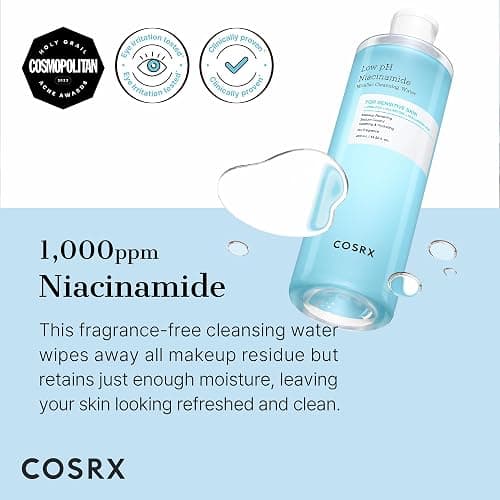 COSRX Low pH Niacinamide Micellar Cleansing Water Daily Mild Facial Cleansing Wash for Sensitive Skin, Sebum control, Korean Skin Care (13.52fl.oz/400ml) thumbnail 2