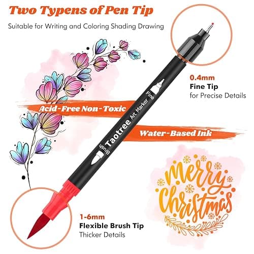 Taotree 36 Colors Dual Tip Art Markers Pens for Kids Adult Coloring Books, Artist Fine & Brush Tip Coloring Marker Drawing Pens for Journaling Note Taking Lettering Calligraphy Craft Art Supplies Set - 36 Colors thumbnail 2