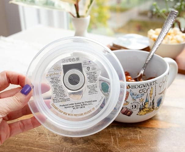 Harry Potter Hogwarts Destination Ceramic Soup Mug Bowl With Vented Lid and Handle For Ice Cream, Cereal, Beverages | Holds 24 Ounces thumbnail 6