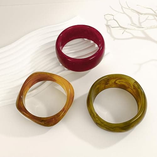 HUAYUNFANG Chunky Resin Bracelet for Women Vintage Tortoiseshell Resin Bangle Bracelets Set Wide Acetate Wristband Acrylic Bracelet Statement Jewelry thumbnail 7