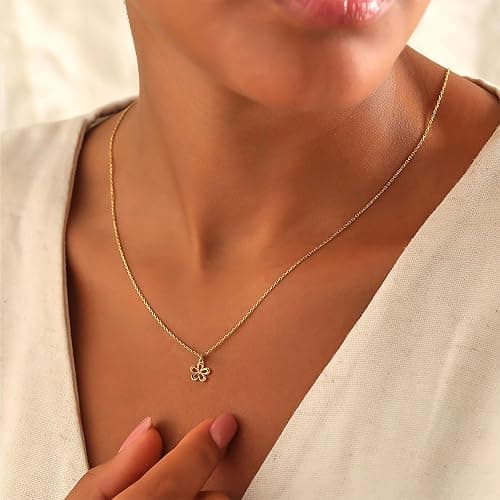 GUOKE Gold Necklace for Women – 14K Gold Plated Dainty Pendant Necklace, Starfish Flower Star Sunflower Heart Infinity Butterfly Cross Shell Minimalist Jewelry for Her thumbnail 3