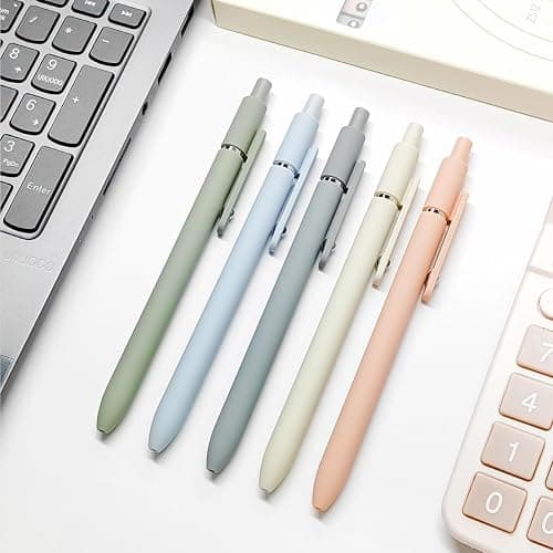 UIXJODO Gel Pens, 5 Pcs 0.5mm Black Ink Pens Fine Point Smooth Writing Pens, High-End Series Pens for Journaling Note Taking, Cute Office School Supplies Gifts for Women Men (Morandi) thumbnail 2