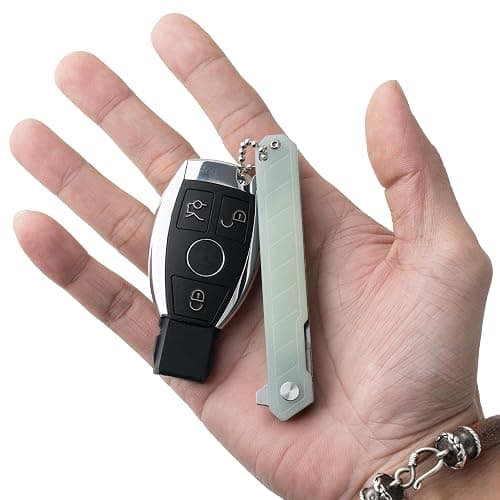 OLITANS G046 Mecha Mini Slim Folding Scalpel with 5pcs #24 and 5pcs #60 G13 Handle with Liner Lock, Utility EDC Pocket Knife with Back Clip（Jade Color） thumbnail 3
