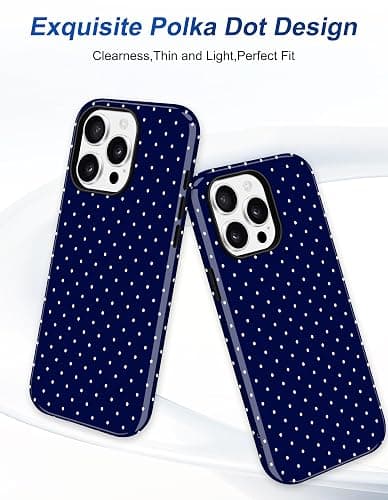 Aitipy Compatible with MagSafe Polka Dot Phone Case for iPhone 16e/17e, Cute Navy Blue Polka Dots Aesthetic Soft TPU and Hard PC Shockproof Protective Phone Cover for Women Girls-Shiny thumbnail 3