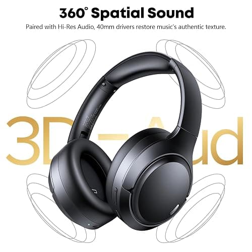 Hybrid Active Noise Cancelling Bluetooth 6.0 Headphones 120H Long Playtime, 6 ENC Mic, Over Ear Headphones Wireless, Hi-Res Audio, Memory Foam Earcup, Transparency Mode ANC Headphone for Travel Office thumbnail 6