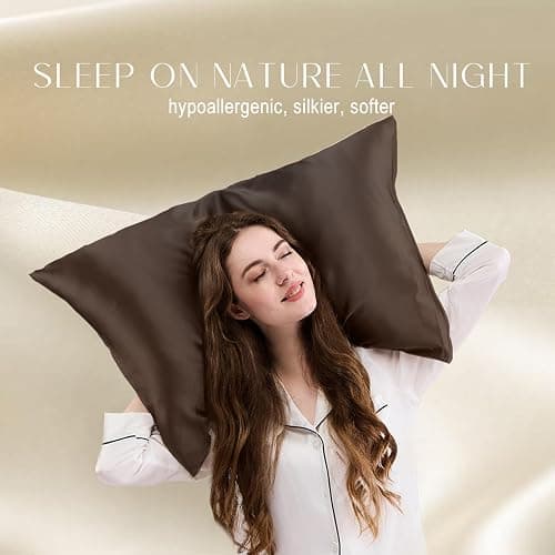 ZIMASILK 100% Pure Mulberry Silk Pillowcase for Hair and Skin Health,Soft and Smooth,Both Sides Premium Grade 6A Silk,600 Thread Count,with Hidden Zipper,1pc(Standard 20''x26'',Chocolate) thumbnail 4