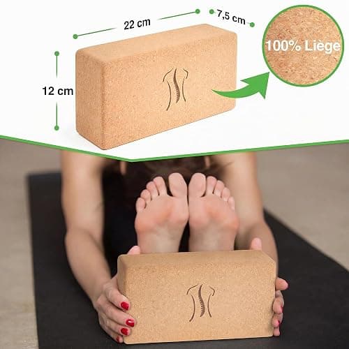 BACKLAXX® Brique Yoga en Liège Lot de 2, Bloc Yoga Antidérapant | 2 briques de yoga en 100% liège, antidérapantes, yoga accessoires aux coins arrondis, idéal Pilates, vidéos incluses thumbnail 4