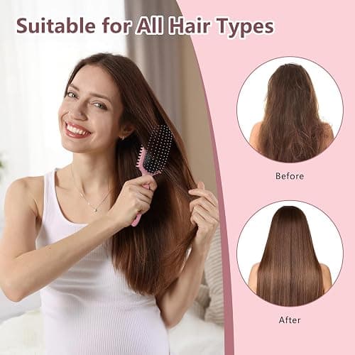 Curl Defining Brush, Curly Hair Brush, Slick Back Hair Brush, For Combing and Shaping Curls in All Hairstyles to Reduce Pulling (Pink) thumbnail 6