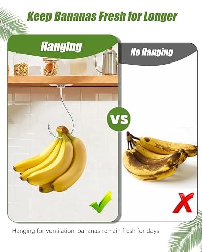 Banana Hook for Hanging Heavy-Duty 15Ib(Max) 2 Pack, Folding Banana Hanger Under Cabinet, Banana Holder Self Adhesive Traceless Clear for Keep Fresh & Kitchen Space Saving（16cm） thumbnail 3