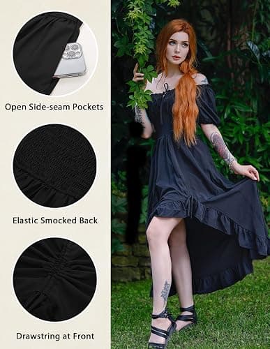 Scarlet Darkness Renaissance Dress Women Cottagecore Corset Dress Ruffle Maxi Dress with Pockets thumbnail 4