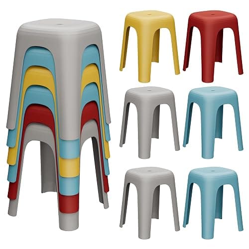 Anywish 6 Pack Stackable Classroom Stools 18 Inch Nesting Plastic Stools Portable Backless Chairs for Classroom, Students, Adults, Living Room, Dining Room, Office Home - Image 1