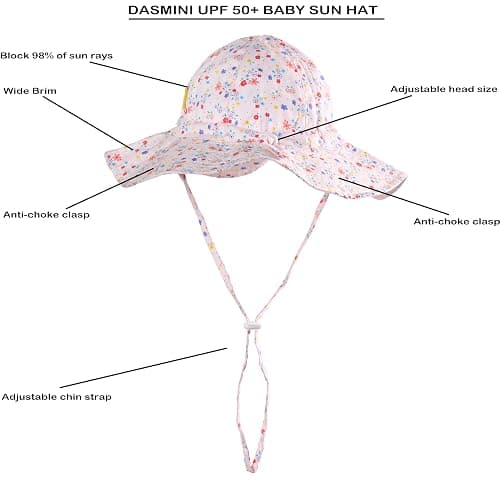 DASMINI Baby Girls Sun Hat Cute Flower Toddler Summer Outdoor Infant Beach Wide Brim Flowers and tie dye thumbnail 2