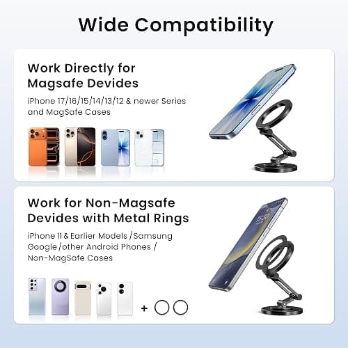 Itramax Magnetic Phone Holder for Magsafe,360° Rotatable iPhone Stand Mount | Dual Sided Ring Smartphone Holder for Desk with Non-Slip Base for iPhone 17 16 Plus 13 12 11,Pixel 9 8,Samsung,Office,Kitchen thumbnail 7