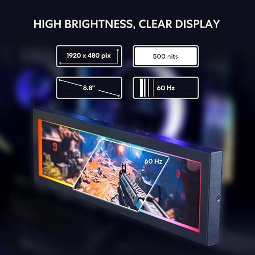 Lian Li 8.8" Universal Screen for PC - Adjustable Mounting for Any Computer Setup - Customizable ARGB Frame - PC Temperature Display Panel - LCD Screen Display - Mini Monitor - SM088X (US88 v1 Black) thumbnail 4