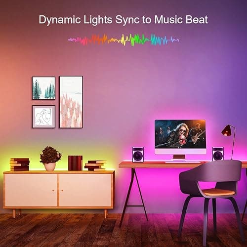 Mexllex LED Strip Lights 5m, RGB Color Changing Led Strip 5m with Remote Control, Music Sync Led Lights for Bedroom Kids Room Ceiling Kitchen Party thumbnail 6