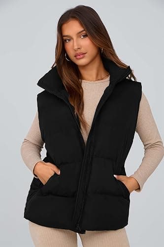 PRETTYGARDEN Women's Puffer Jacket Vests 2025 Fall Casual Sleeveless Stand Collar Zip Up Coats Warm Winter Outerwear thumbnail 7
