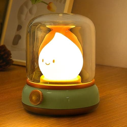 Ghost Campfire Night Light, Small Cute Desk Lamp, Dimmable Cordless Bedside Table Lamp, 2 Modes Rechargebale Battery Oprated Warm Night Light for Bedroom/Kids/Baby Nursery, Vintage Ambient Lighting - Image 1