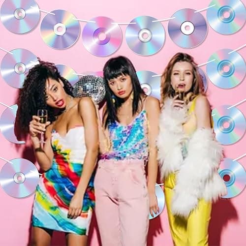 Zliisang 4pcs 90s CD Hanging Garlands Retro 2000s CD Music Party Banner Y2K Disco Birthday Baby Shower Party Supplies Decorations Room Wall Decor thumbnail 4