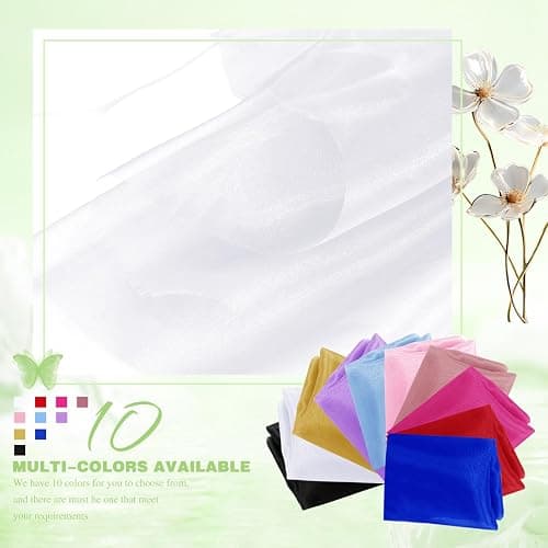 VACVELT Sheer Organza Fabric by The Yard, 60 Inch Wide White Organza Fabric Bolt Bridal Sheer Tulle Fabric, Silk Organza Fabric Roll for Wedding Party Decorations Backdrop Curtain (10 Yards) thumbnail 3
