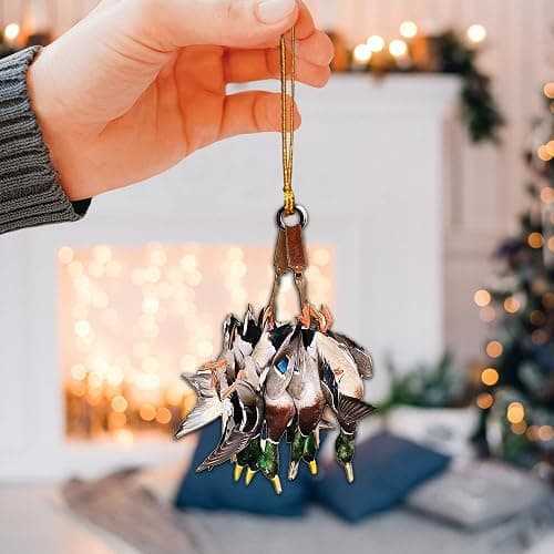 Talataca Duck Hunting 2D Flat Car Rear View Mirror Accessories Christmas Tree Ornament Decoration Hanging Charm Interior Rearview Pendant Decor Gift thumbnail 5