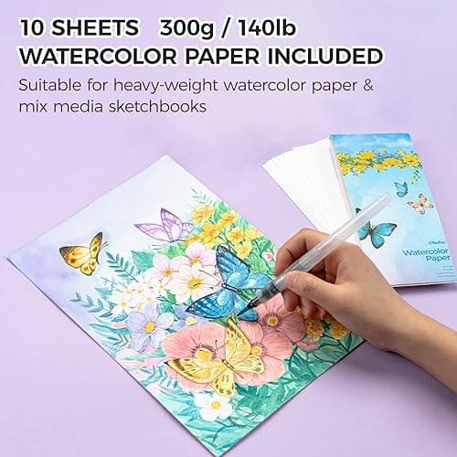 Ohuhu Watercolor Travel Paint Set, Portable Watercolor Kit for Outdoors 50-color with Watercolor Papers, Brush Pen, Acrylic Pen, Pencil and Accessories for Painting, Non-toxic Watercolors Paint for Artists Adults Beginners Kids Gift Idea thumbnail 9