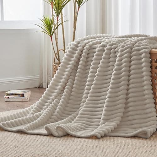 BEDELITE Fuzzy Throw Blanket for Couch - Beige Fluffy Cozy Soft Plush Warm Fleece Blankets for Winter, Bedroom Valentine's Day Decor Gifts for Him Her thumbnail 2