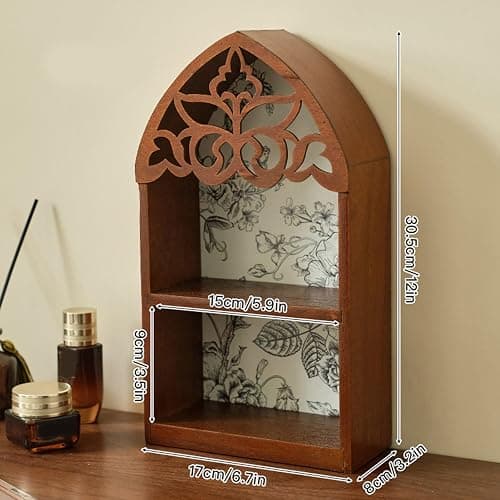 NTCLHFXU Wooden Wall Shelf, Victorian Vintage Craft, Multi Layer Structure Design, Elegant Art Ornament for Home Living Room Bedroom thumbnail 3