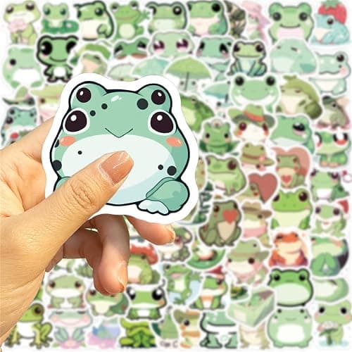 Funny Small Frog Sticker,100Pcs Cute Cartoon Animal Stickers for Kids Teens Student Teacher Reward School Party Classroom Decoration DIY Crafts Favor Supplies Vinyl Decar for Water Bottle Laptop(frog) thumbnail 2