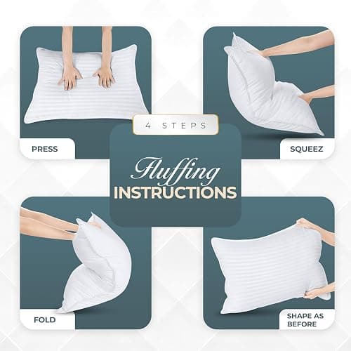 Utopia Bedding Hotel Bed Pillows for Sleeping, Pillows Queen Size Set of 2 | Down alternative pillows, cooling hotel quality, luxury comfort for back, side & stomach sleepers, Premium Stripes, White thumbnail 8