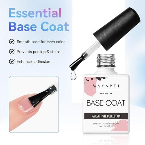 Makartt No Wipe Base and Top Coat Kit 2pcs 10ml Soak Off Nail Gel Base Top Coat Polish Manicure Pedicure Set thumbnail 2