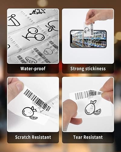 Phomemo Thermal Sticker Label Paper for M120/M110/M220/M250/M150 Label Maker Machine, Multi-Purpose Self-Adhesive Tag 1.96'' x 1.18"(50X 30mm), 230 Labels/Roll,Black on White thumbnail 4