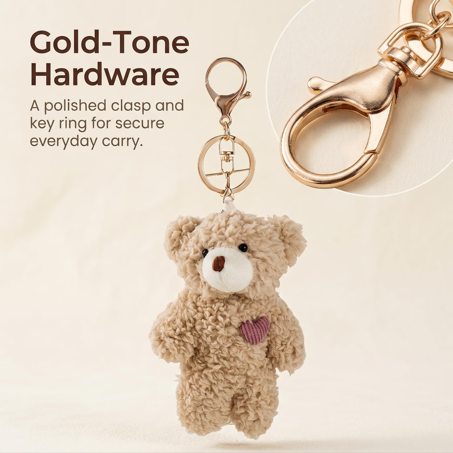 BWESOO Brown Bear Keychain, Stuffed Bag Pendant, Rabbit Keychain, DIY Trinket Dog Keychain Car Pink Heart Teddy Bears Car thumbnail 2