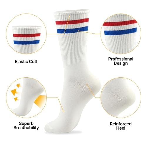 Kikiya Women's Cotton Crew Socks - Cute Flower Graphic Polka Dot Striped Heart Patterned - Ladies Girls Casual Socks Size 6-8 thumbnail 4