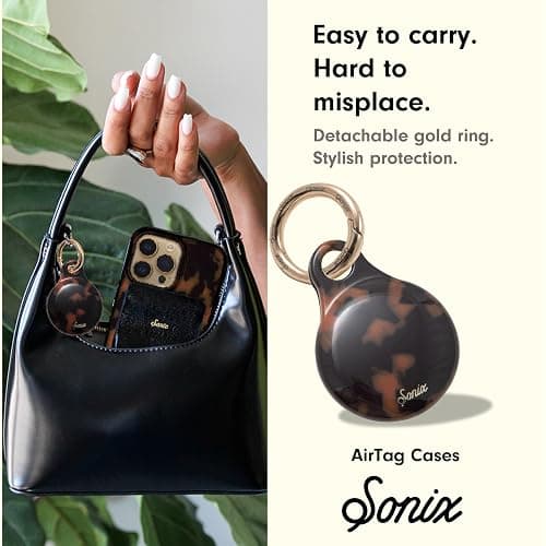Sonix Cases for Apple AirTags with Gold Carabiner - AirTag Hard Cover Protective Case - AirTag Holder Keychain | Tortoiseshell Print | Brown Tort thumbnail 5