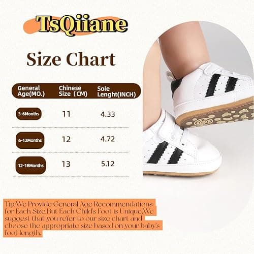 TsQiiane Newbron Baby Boys Girls Retro Sneakers Pu Leather Rubber Sole Walking Shoes Toddler Non-Slip First Walkers Infant Slippers Crib Shoes thumbnail 6