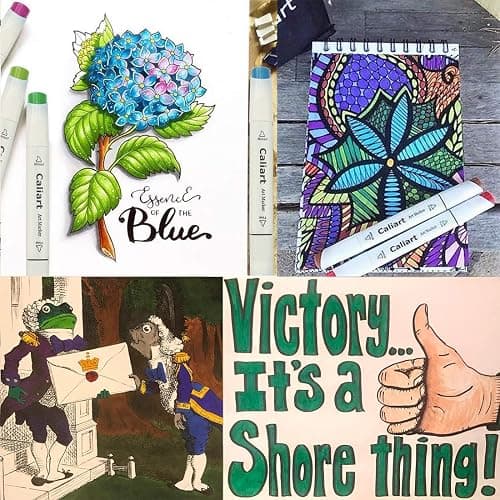 Caliart Alcohol Based Markers, 81 Colors Artist Drawing Markers Set Dual Tip Fine & Chisel Permanent Colored Art Pens, Christmas Gifts for Teen Girls Boys Kids Adults Coloring Book Illustration thumbnail 8