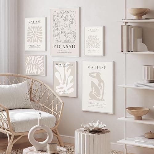 Youillne Henri Matisse Wall Art Prints Flower Abstract Canvas Pictures Aesthetic Beige Wall Art Decor Matisse Picasso Poster Gallery Vintage Painting Artwork for Bedroom 8x10 Inch Unframed Set of 6 - 10L" x 8W" - People Matisse Art Prints thumbnail 5