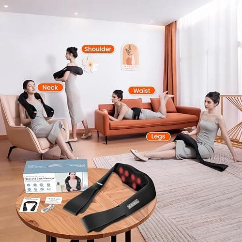 AMZPONY® Cordless Neck Massager for Pain Relief Deep Tissue, Rechargeable Shiatsu Neck and Back Massager with Heat Kneading Shoulder Massage for Body Muscle Pain Relief,Gifts for Dad Mom Friends thumbnail 4